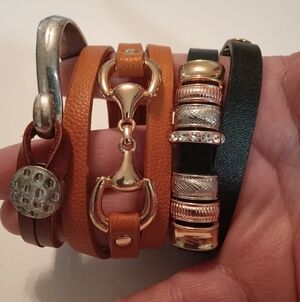 #601.  3 Piece Faux Leather Bracelet Bundle